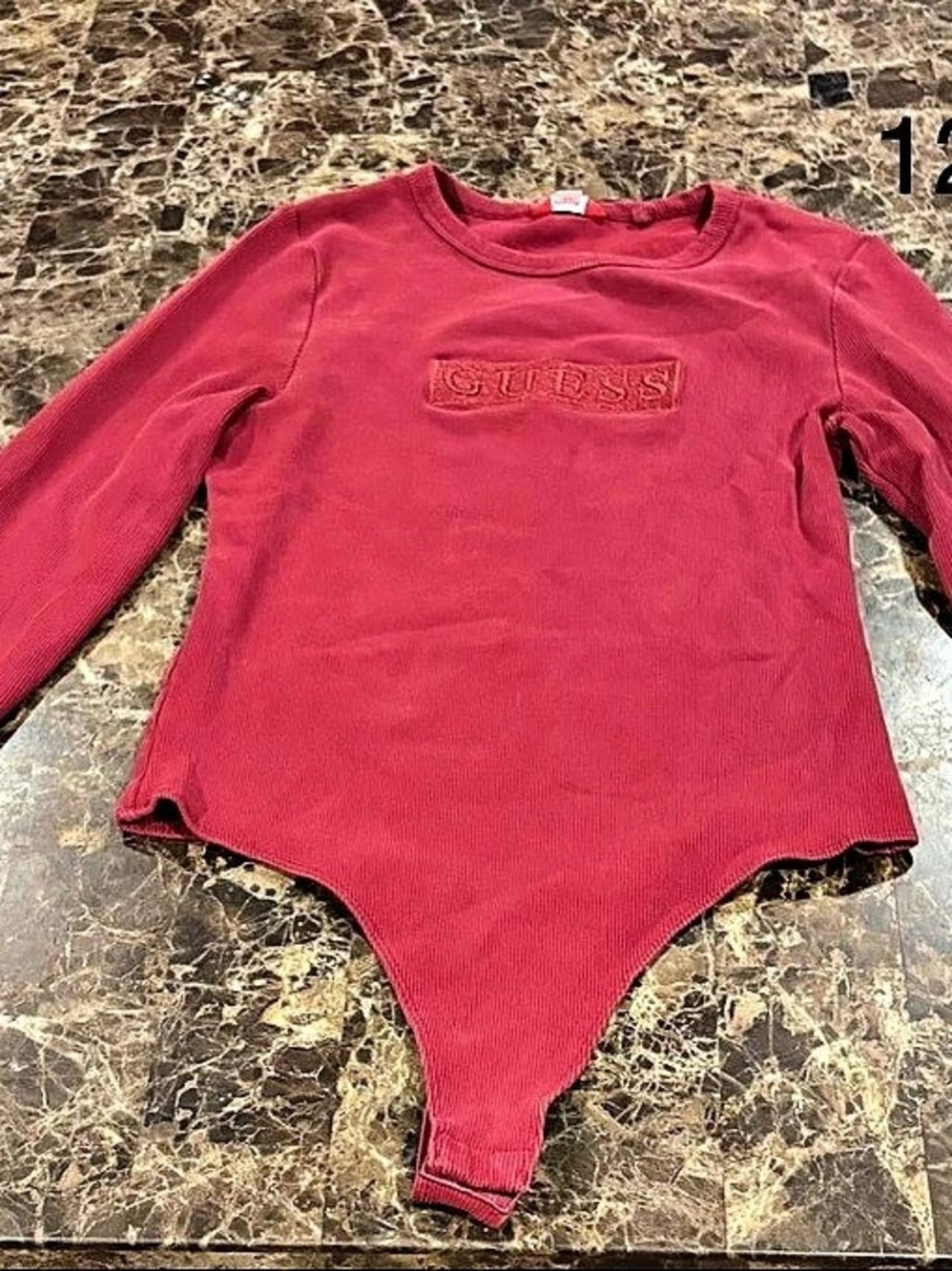 GUESS burgundy Long Sleeve Bodysuit